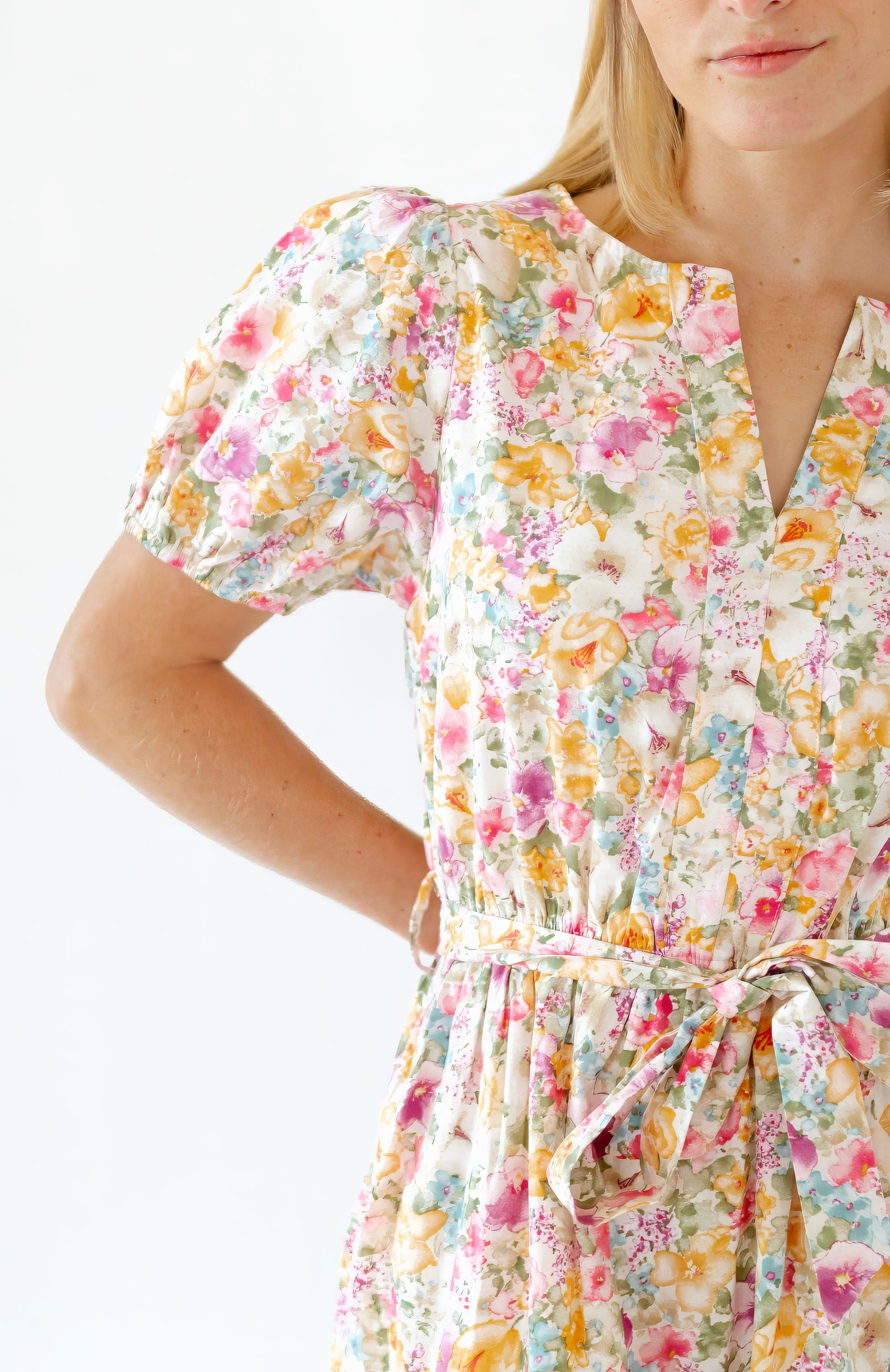 Tweedy Floral Midi Dress