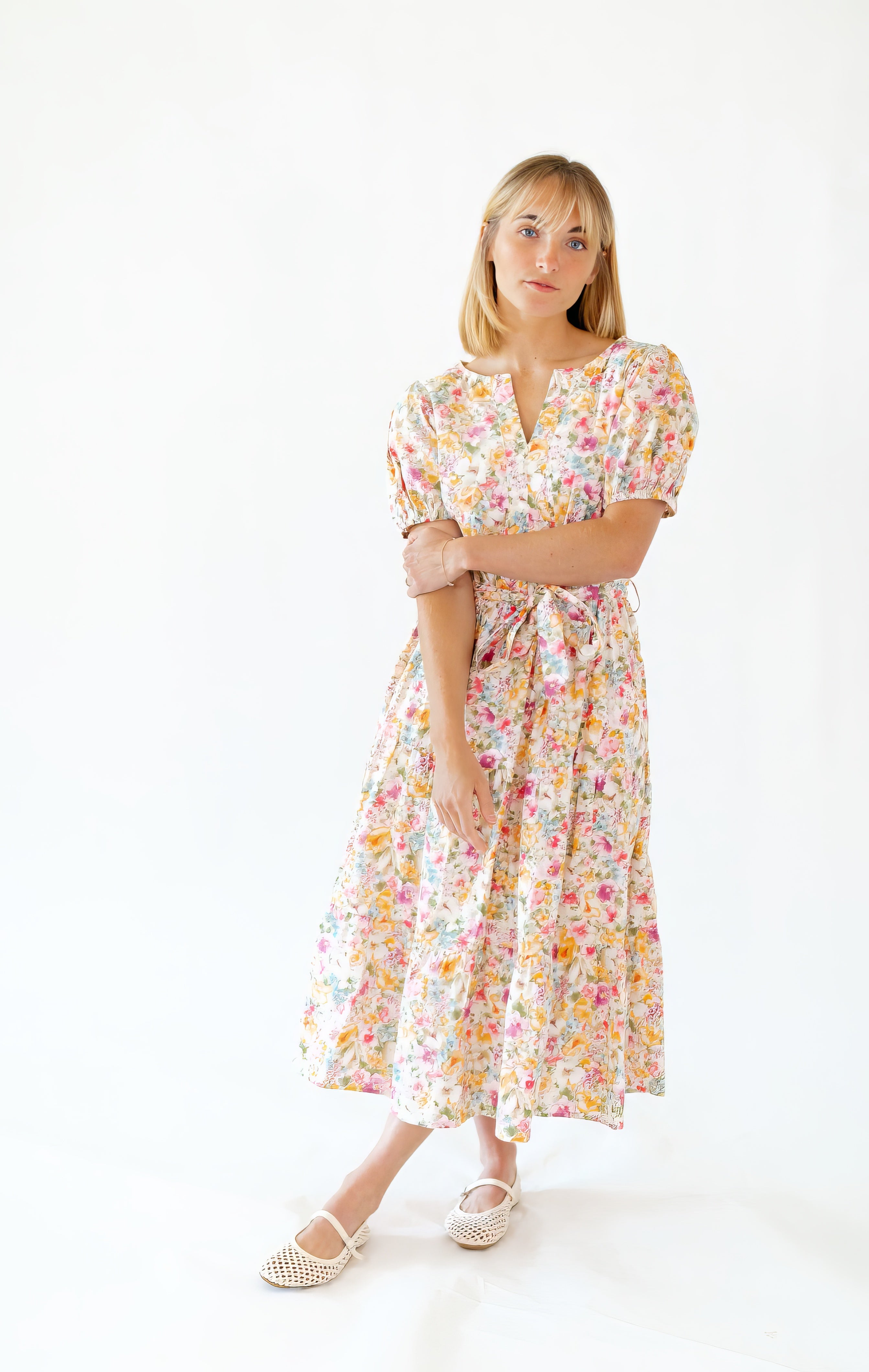 Tweedy Floral Midi Dress