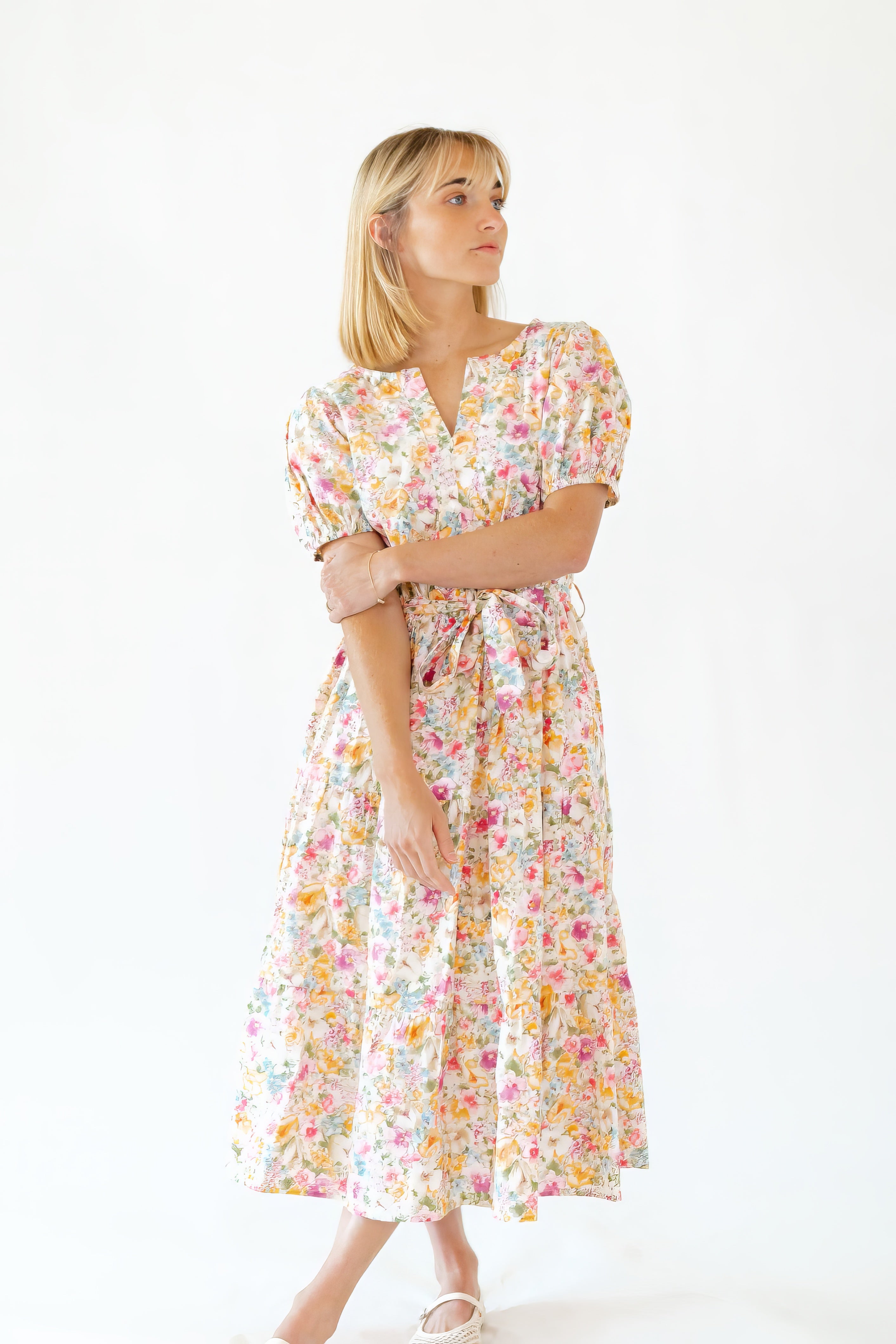 Tweedy Floral Midi Dress