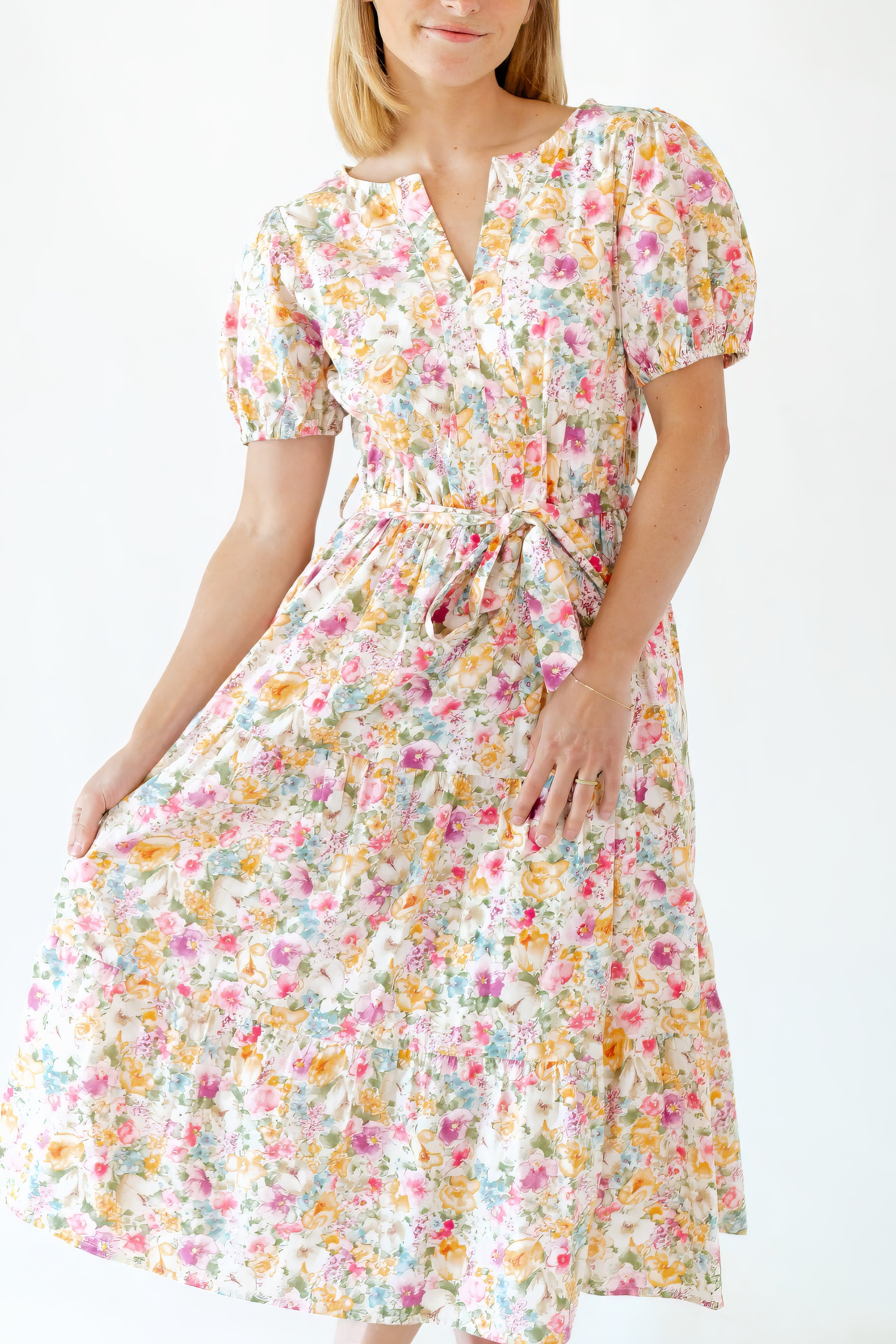 Tweedy Floral Midi Dress