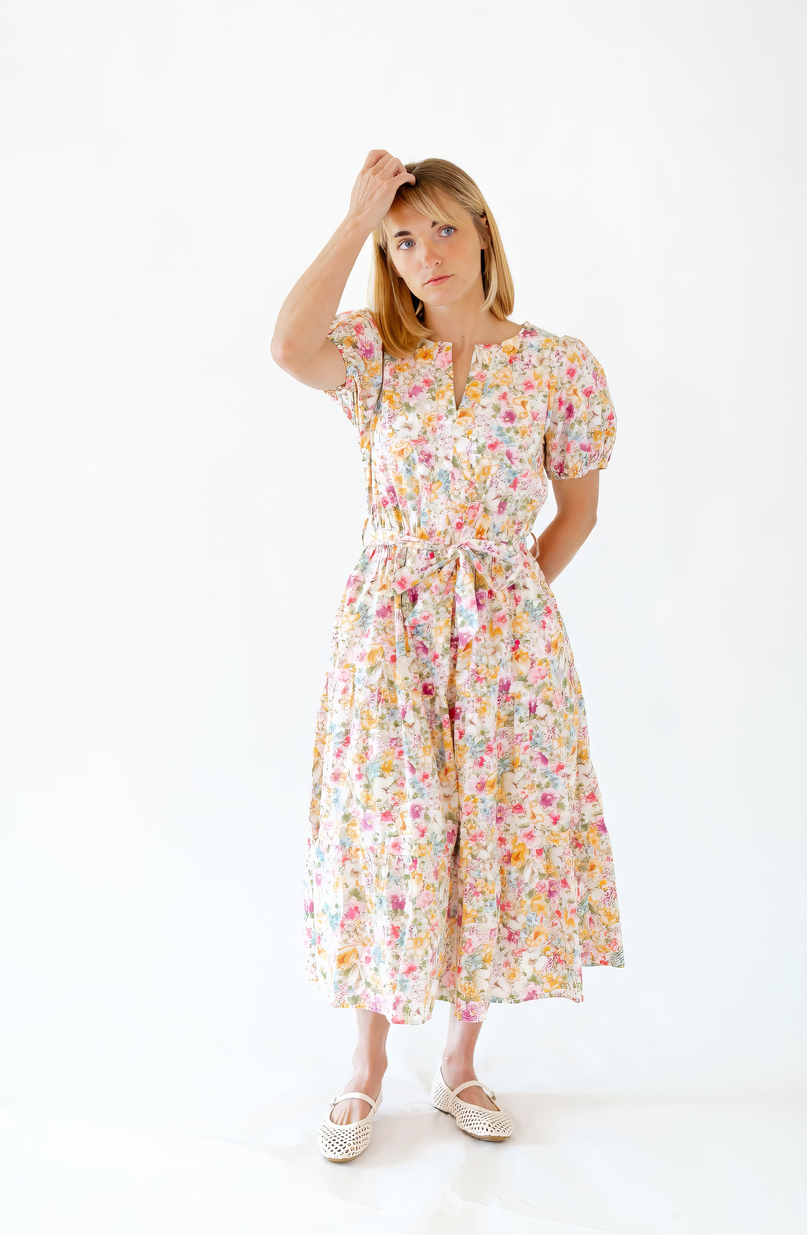 Tweedy Floral Midi Dress