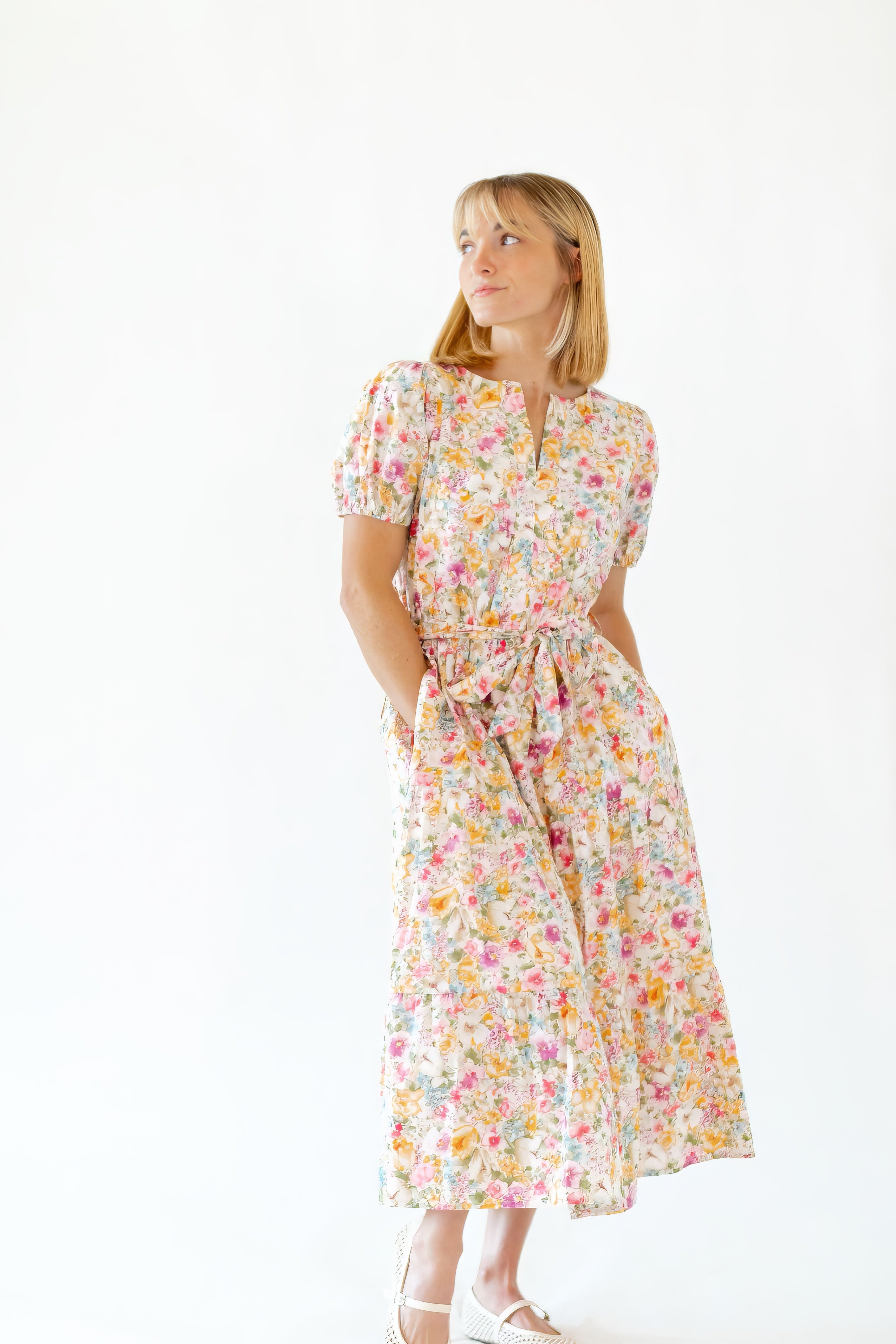 Tweedy Floral Midi Dress
