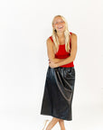 Moyen Vegan Leather Midi Skirt