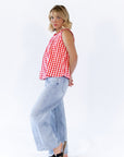 Laury Gingham Pintuck Top