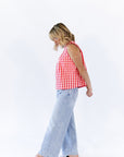 Laury Gingham Pintuck Top