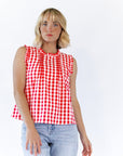 Laury Gingham Pintuck Top