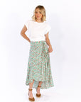 Sariah Wrap Floral Skirt · Aqua