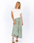 Sariah Wrap Floral Skirt · Aqua