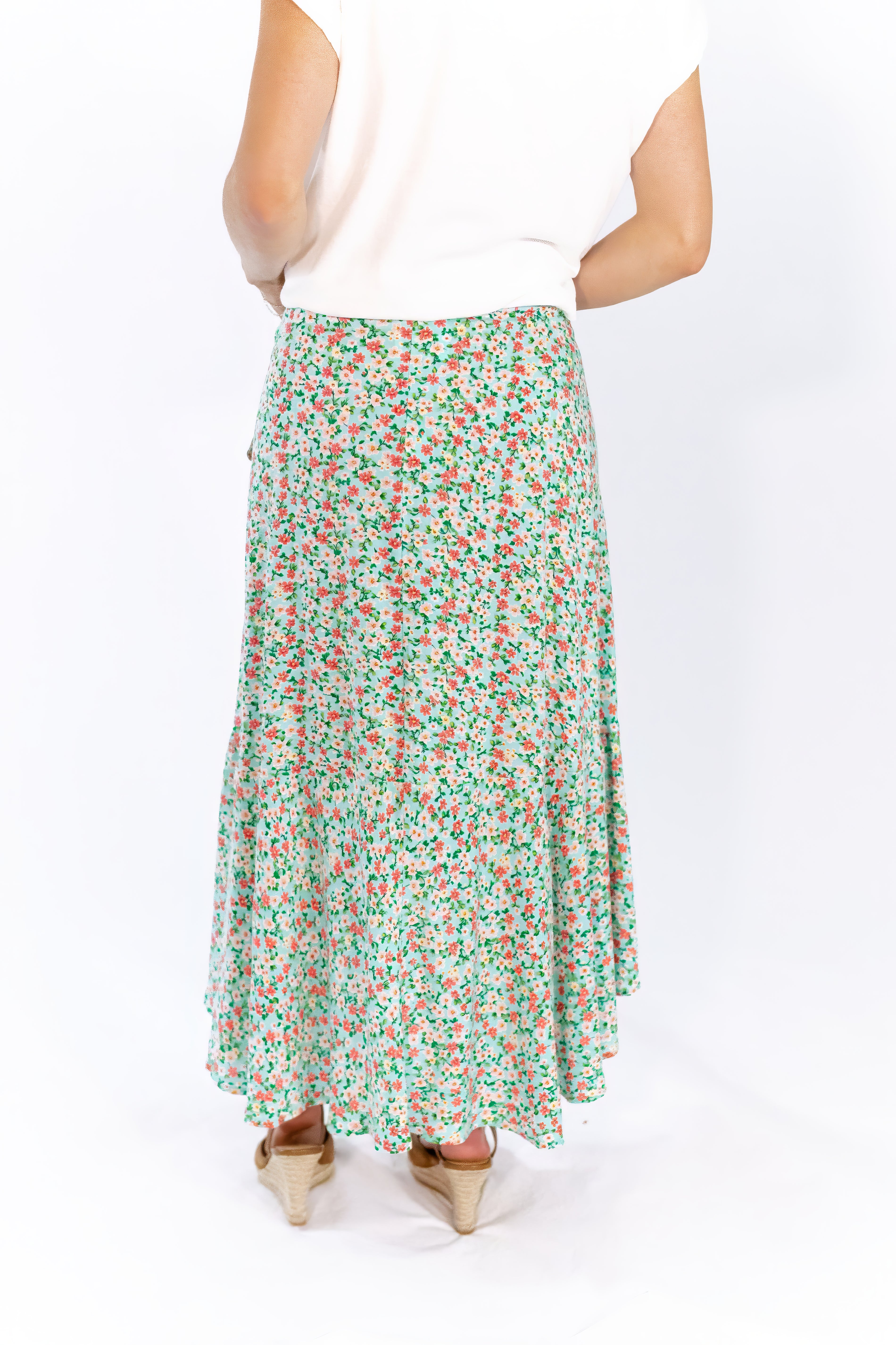 Sariah Wrap Floral Skirt · Aqua