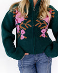 Pine Floral Zip Up