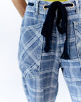 Plaid Barrel Jeans