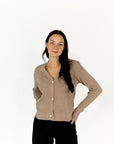 Latte Button Down Cardigan