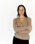 Latte Button Down Cardigan