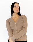 Latte Button Down Cardigan
