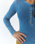 Emmy Mineral Washed Henley · Blue