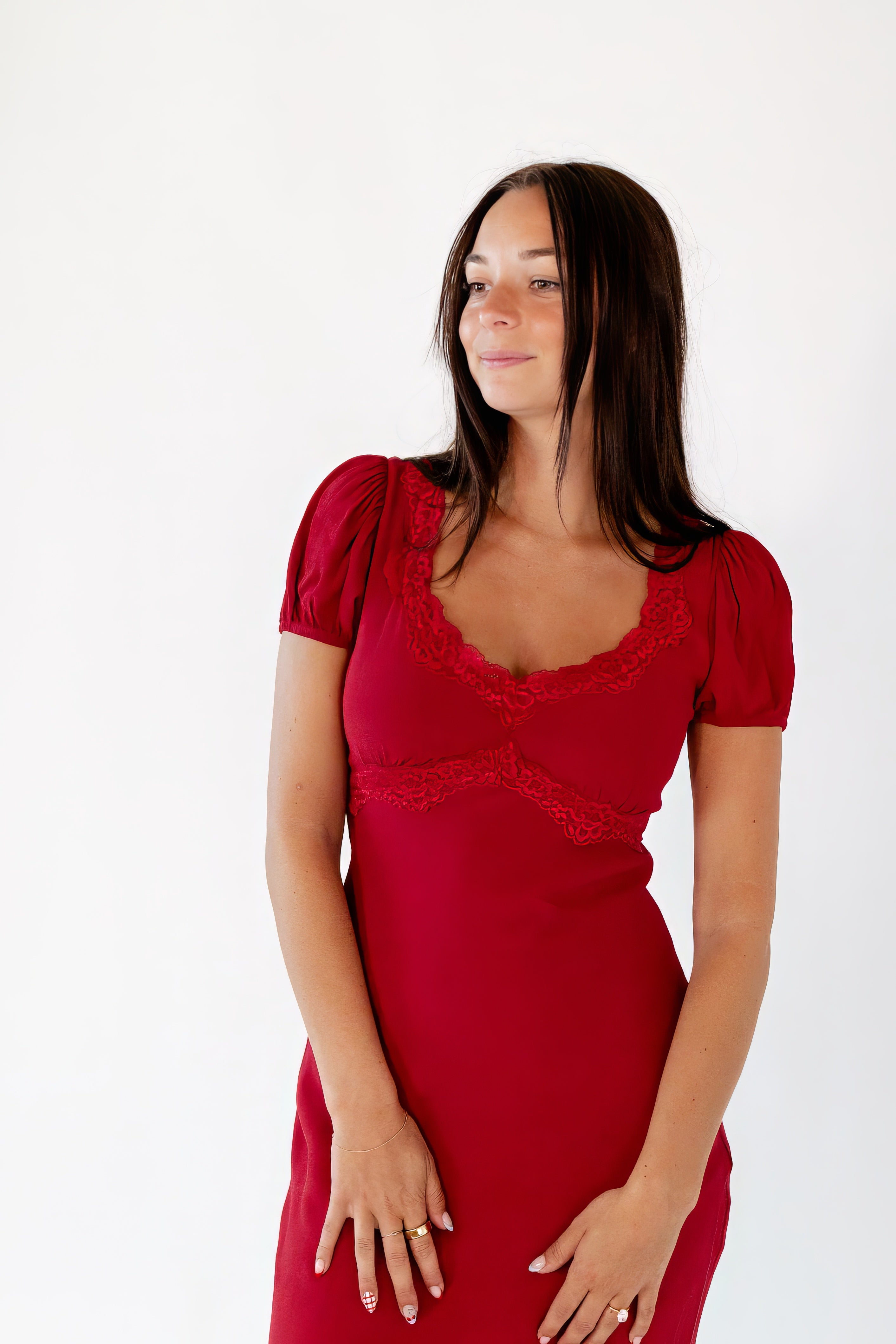 Gale Sweetheart Lace Accent Maxi