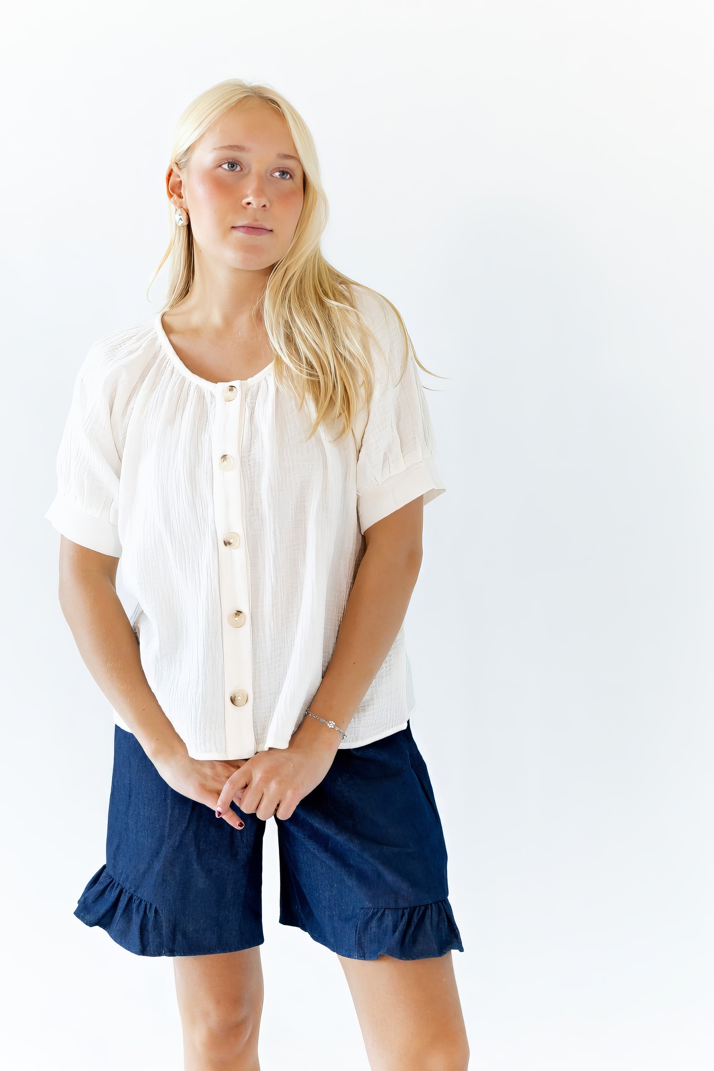 Halow Ruffled Denim Shorts