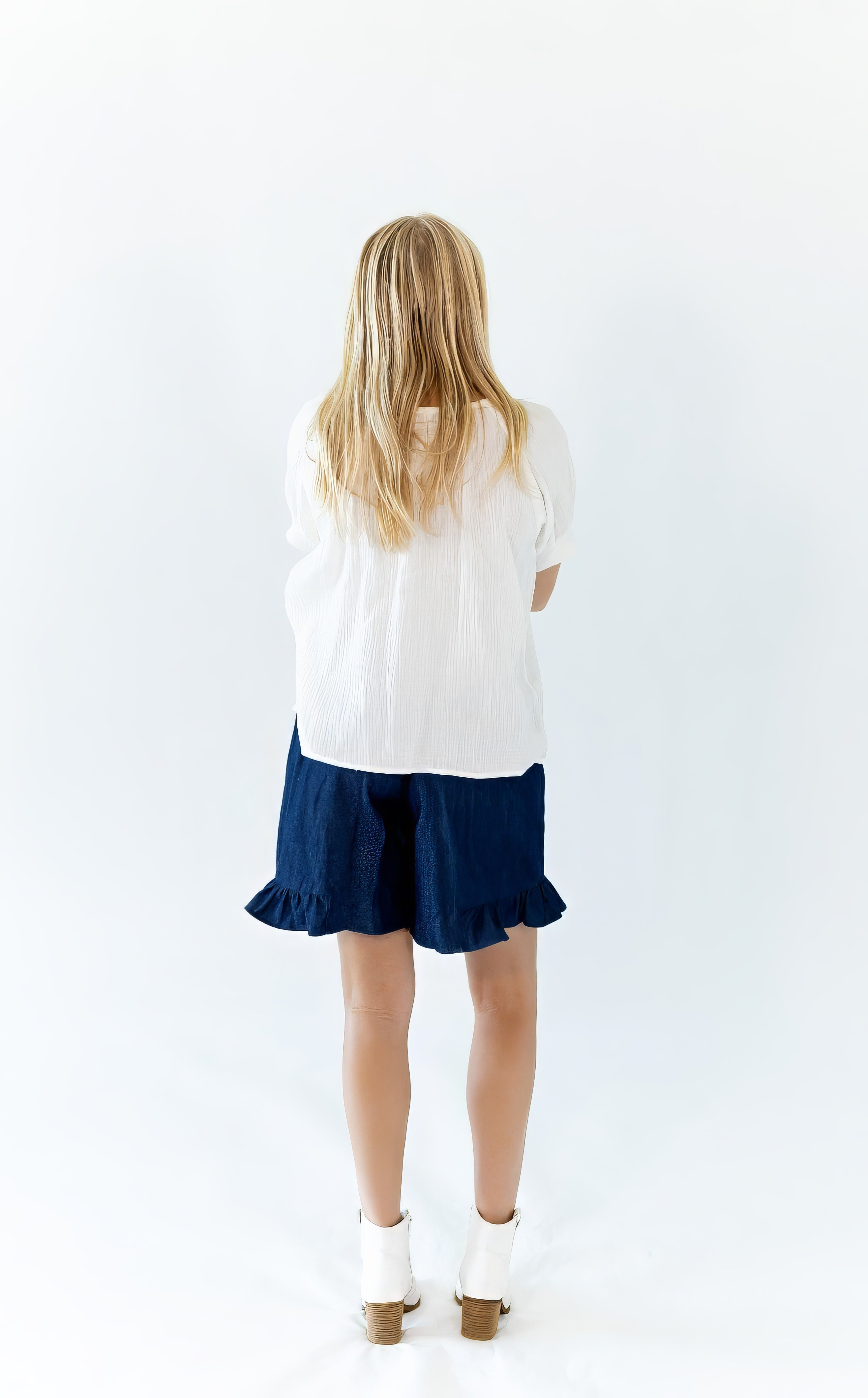 Halow Ruffled Denim Shorts