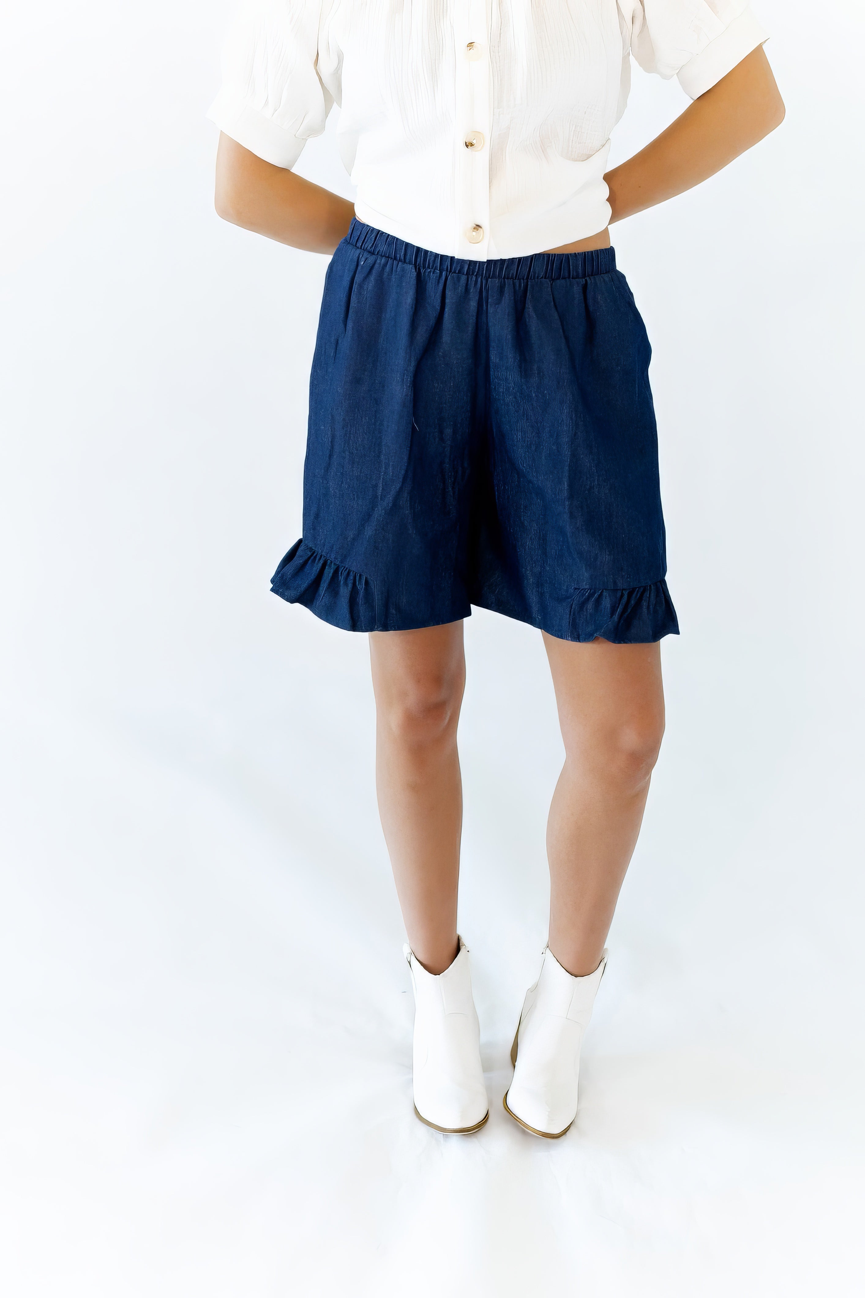 Halow Ruffled Denim Shorts