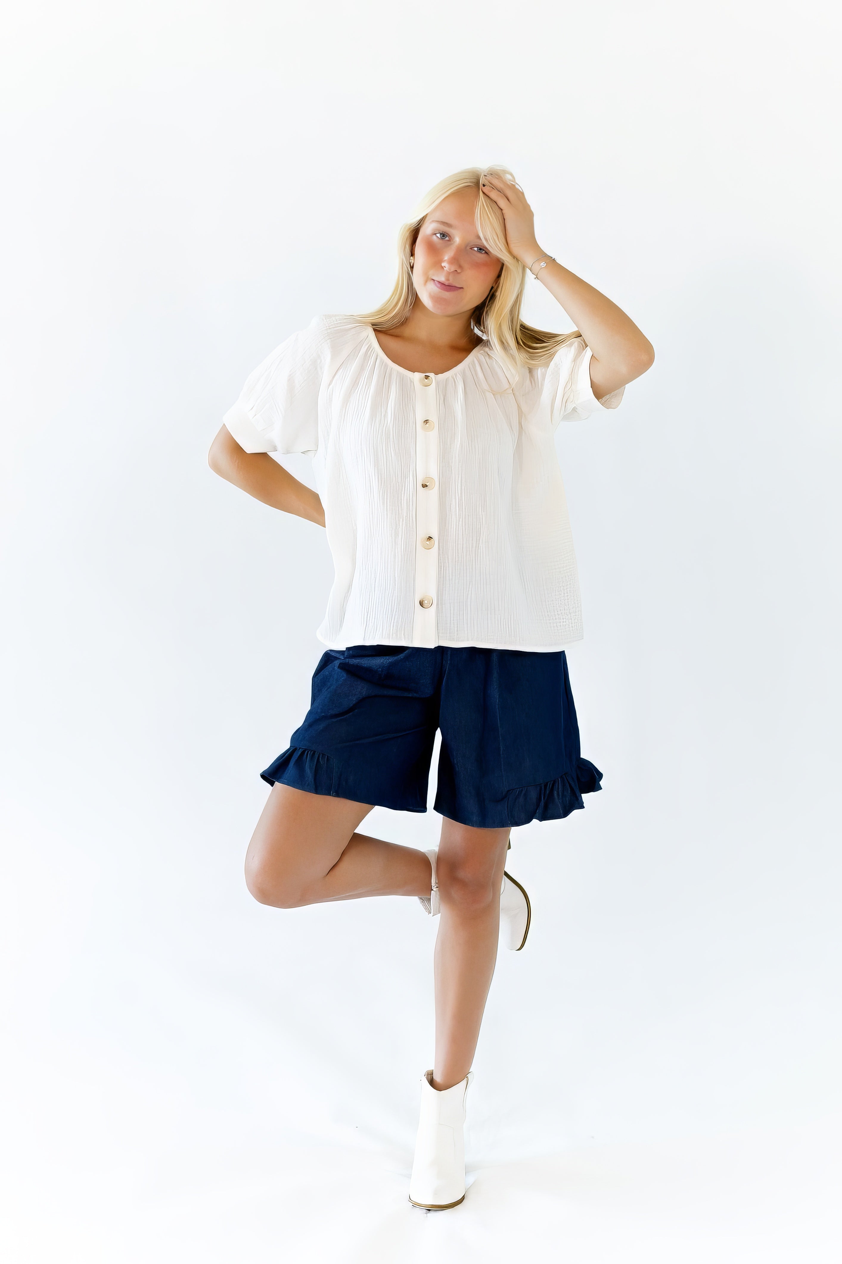 Halow Ruffled Denim Shorts