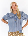 Calia Denim Blouse · Mid Wash
