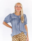 Calia Denim Blouse · Mid Wash