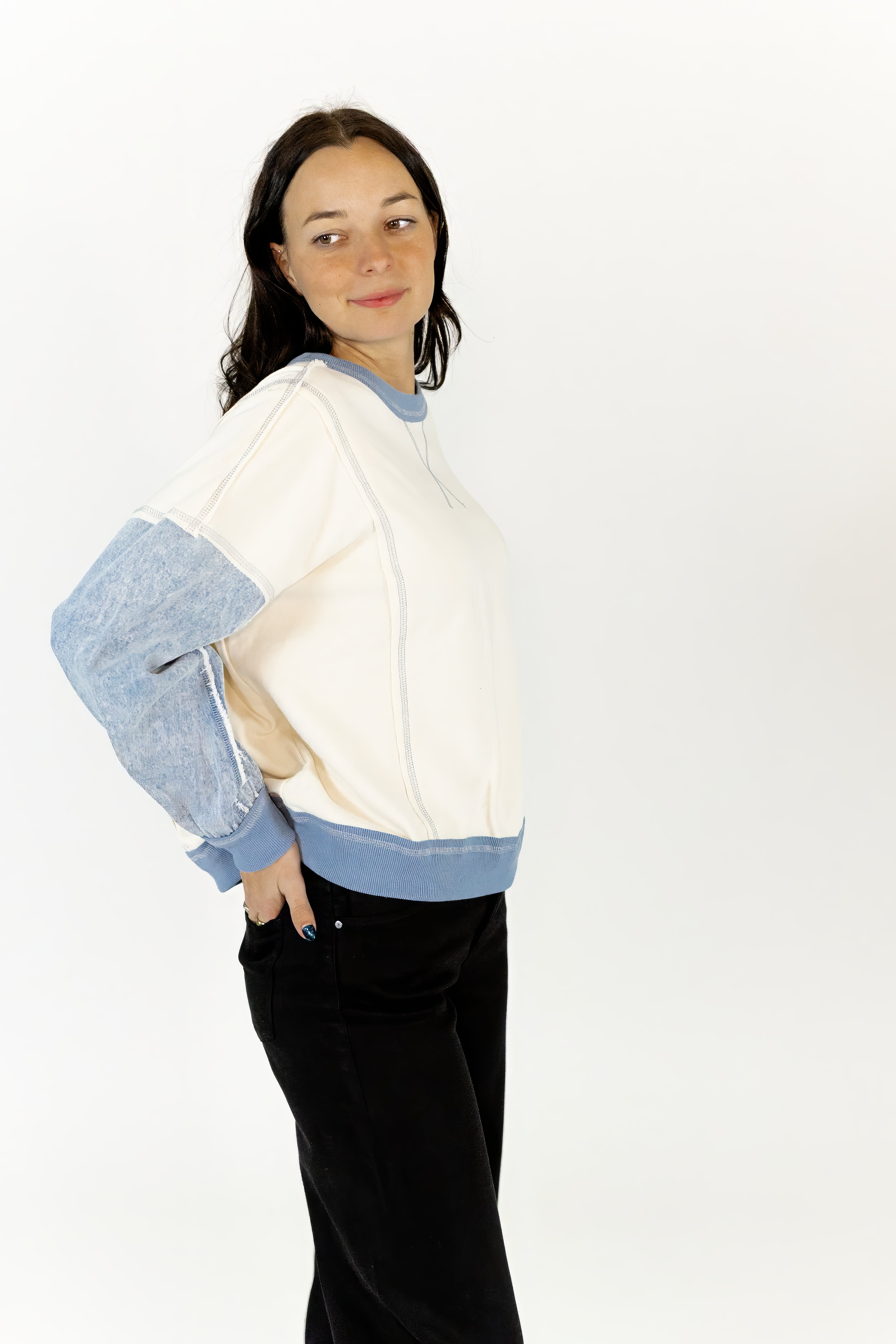 Nyssa Denim Contrast Top