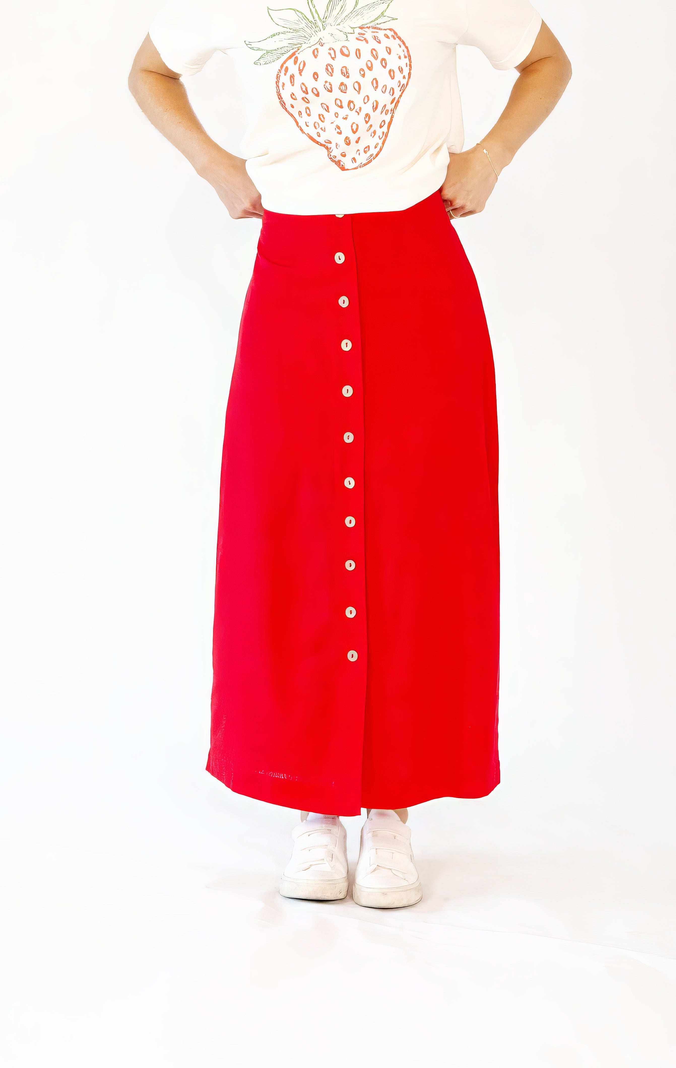 Wells Button Front Linen Skirt