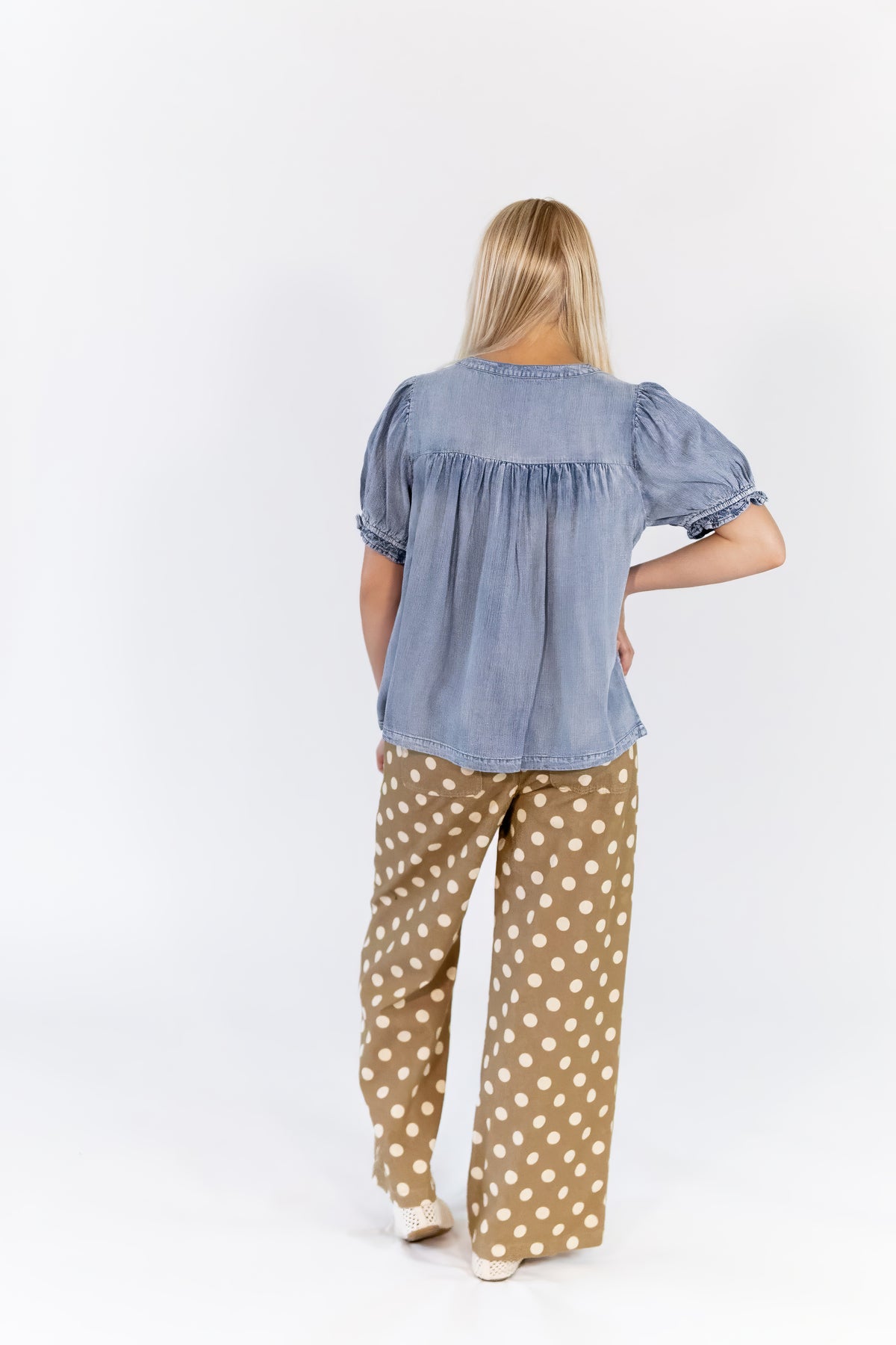Calia Denim Blouse · Mid Wash