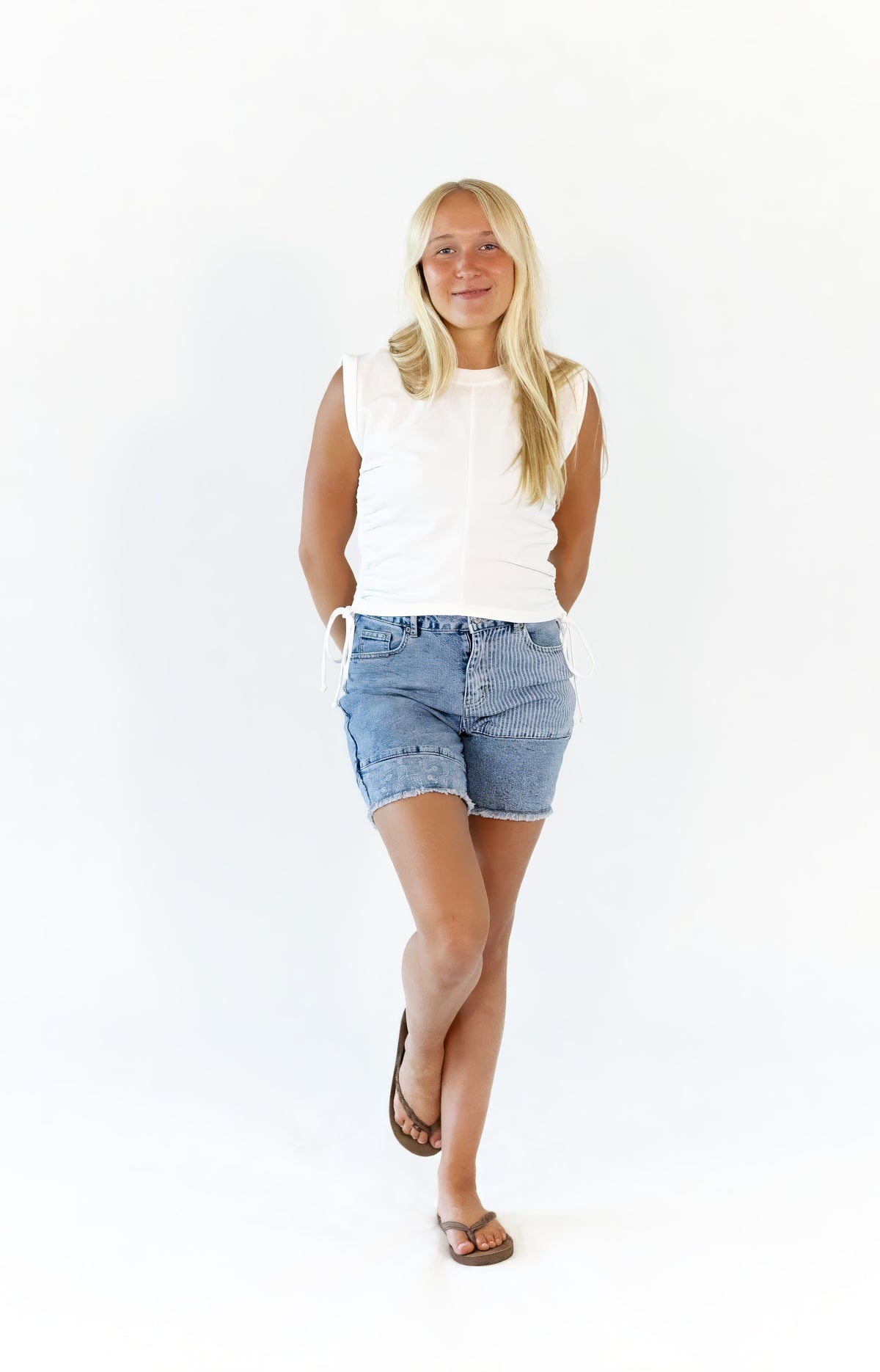 Lauren Denim Striped Shorts