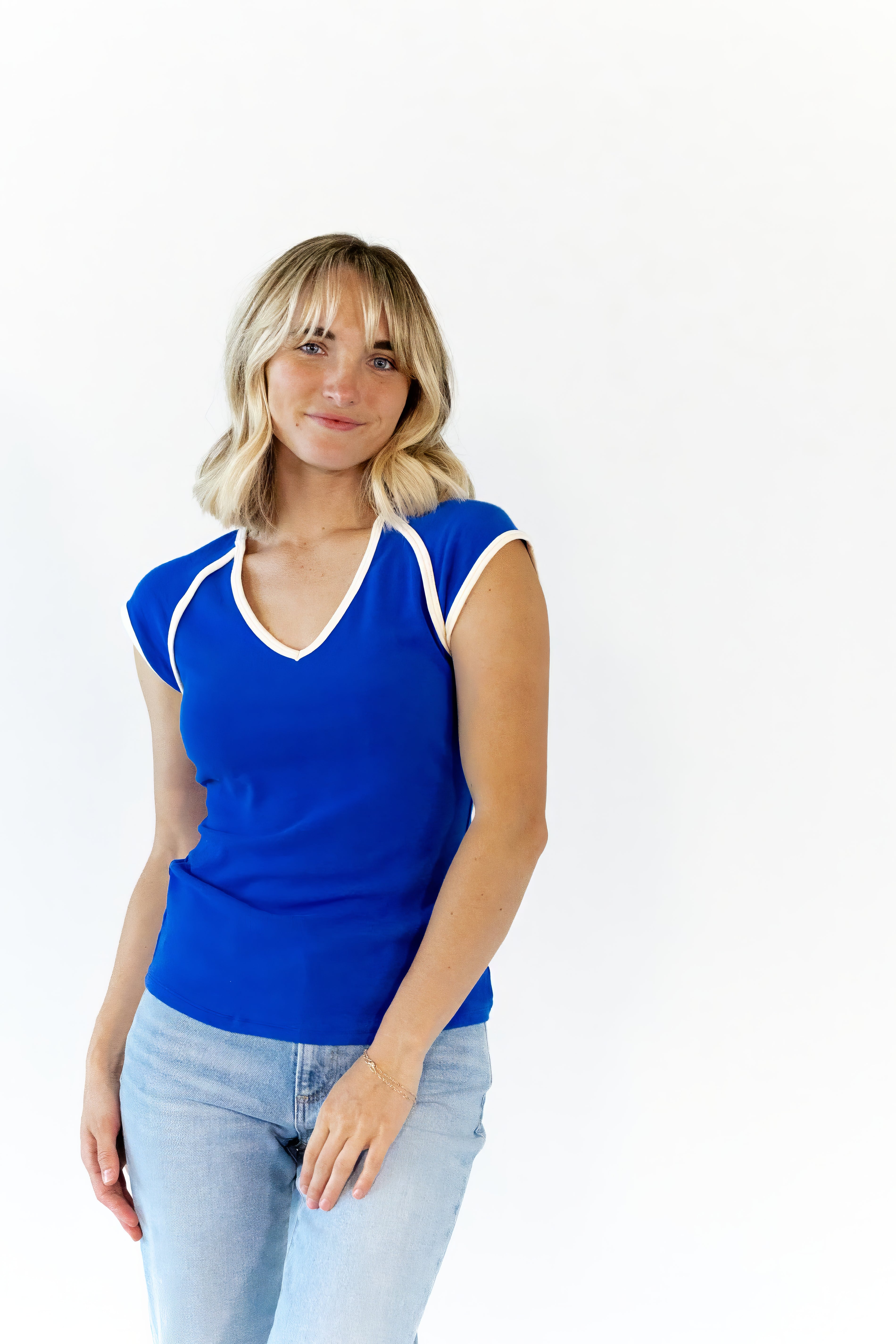 Bella Contrast Trim Tee · Blue