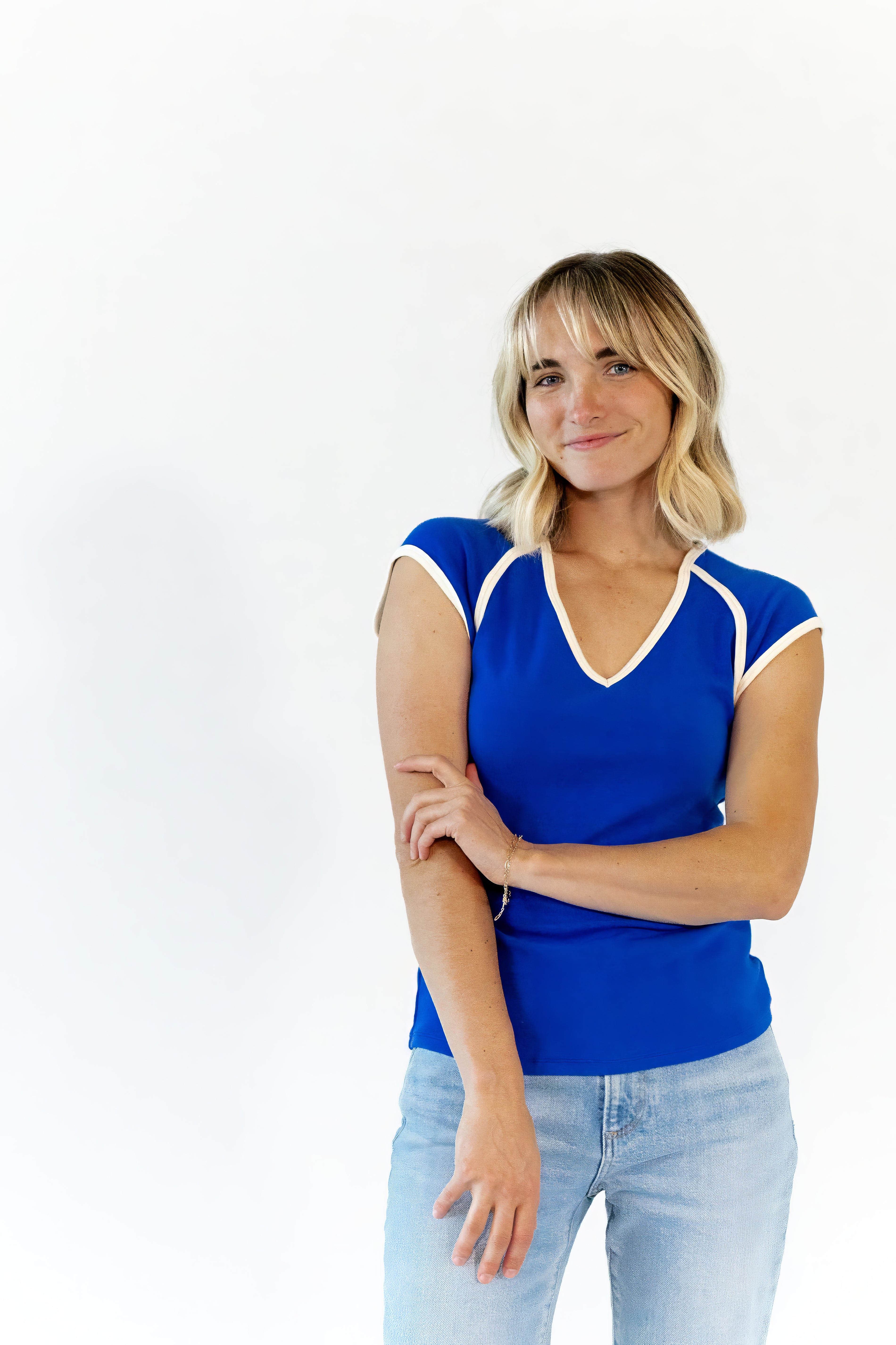 Bella Contrast Trim Tee · Blue