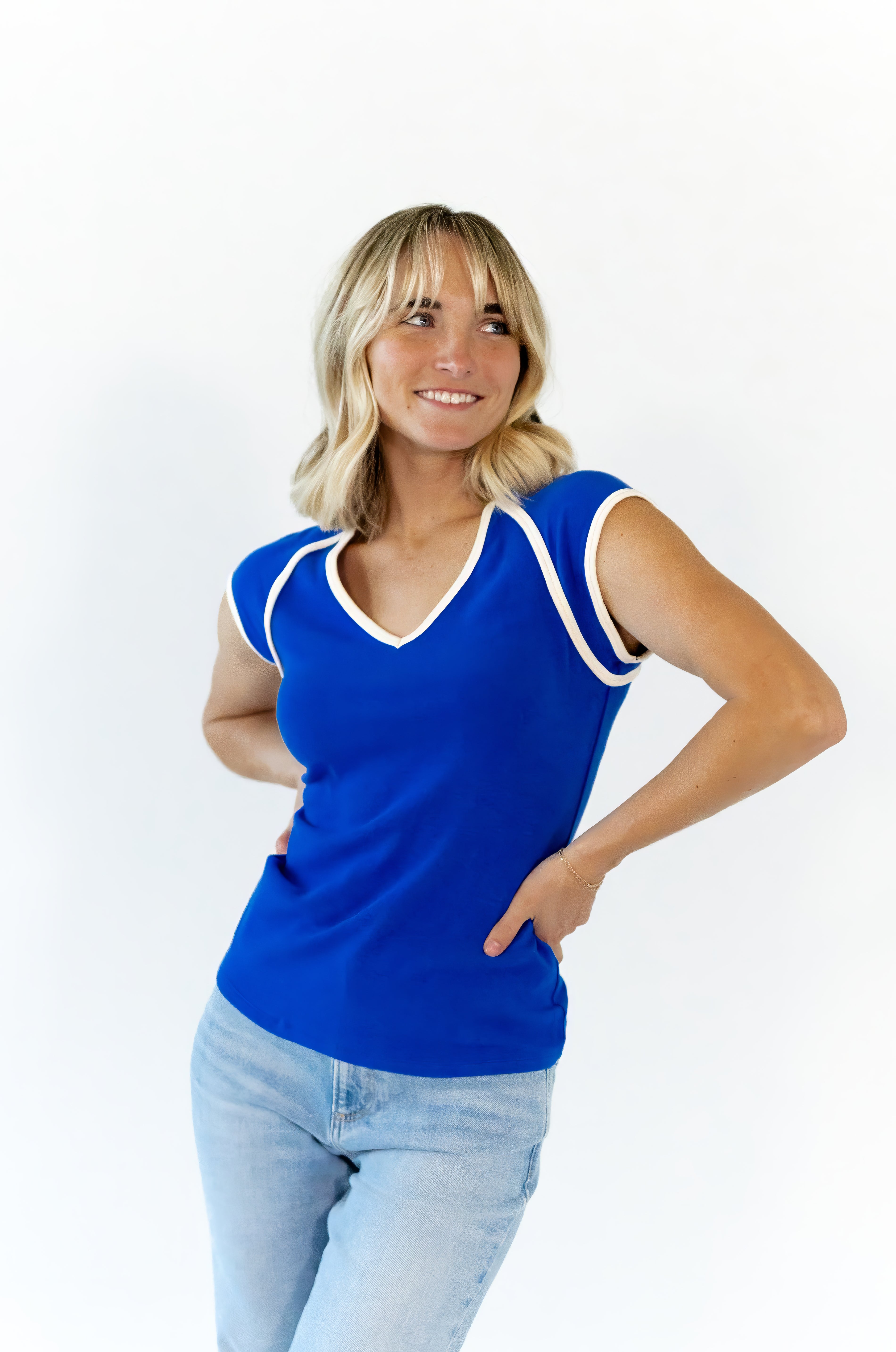 Bella Contrast Trim Tee · Blue