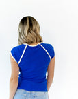 Bella Contrast Trim Tee · Blue