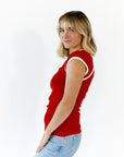Bella Contrast Trim Tee · Red