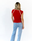 Bella Contrast Trim Tee · Red