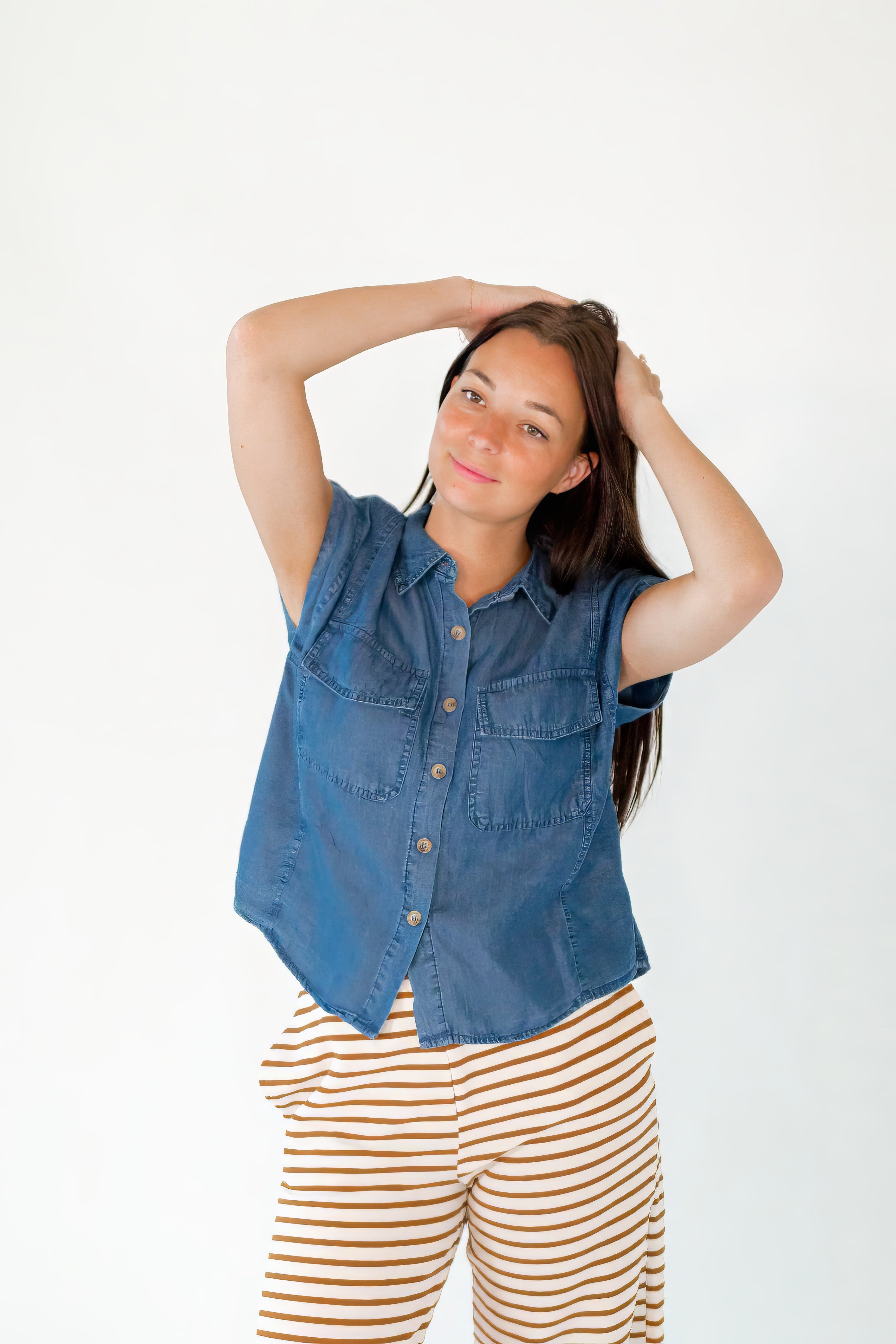 Twyla Button Up Chambray Top