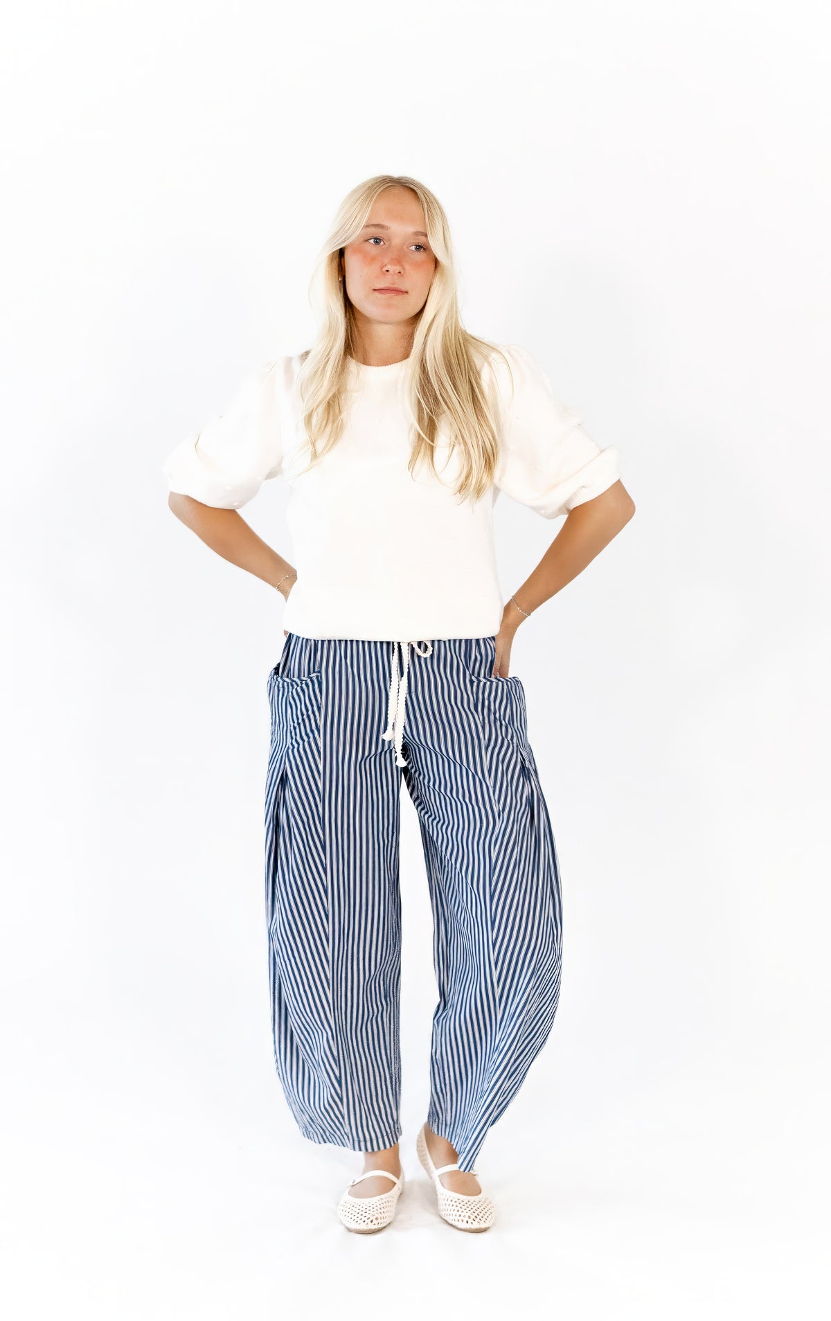 Vail Pom Pom Knit Top · Cream