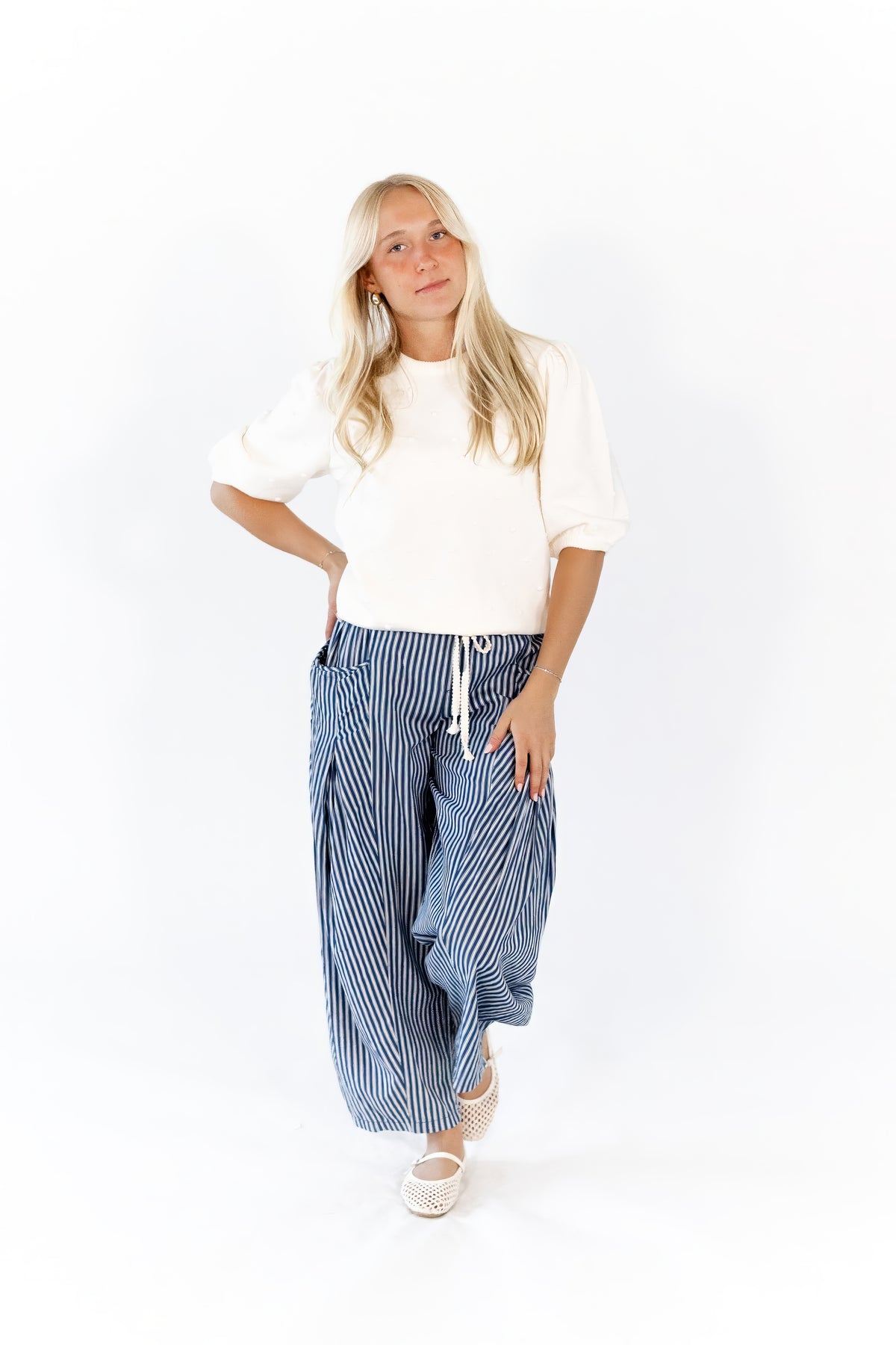 Vail Pom Pom Knit Top · Cream