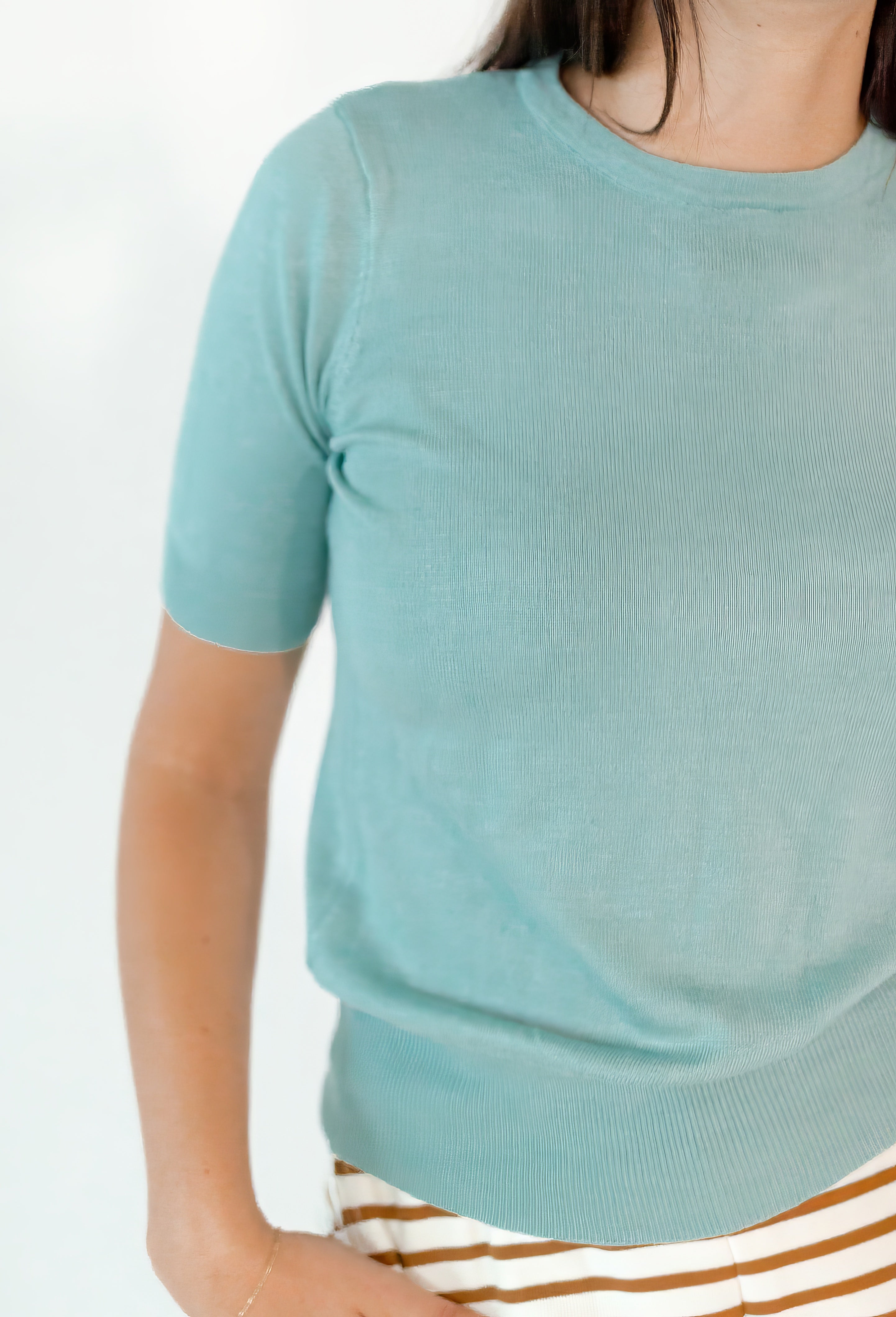 Ilona Knit Half-Sleeve Top · Jade
