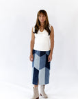 Vivian Color Blocked Denim Skirt