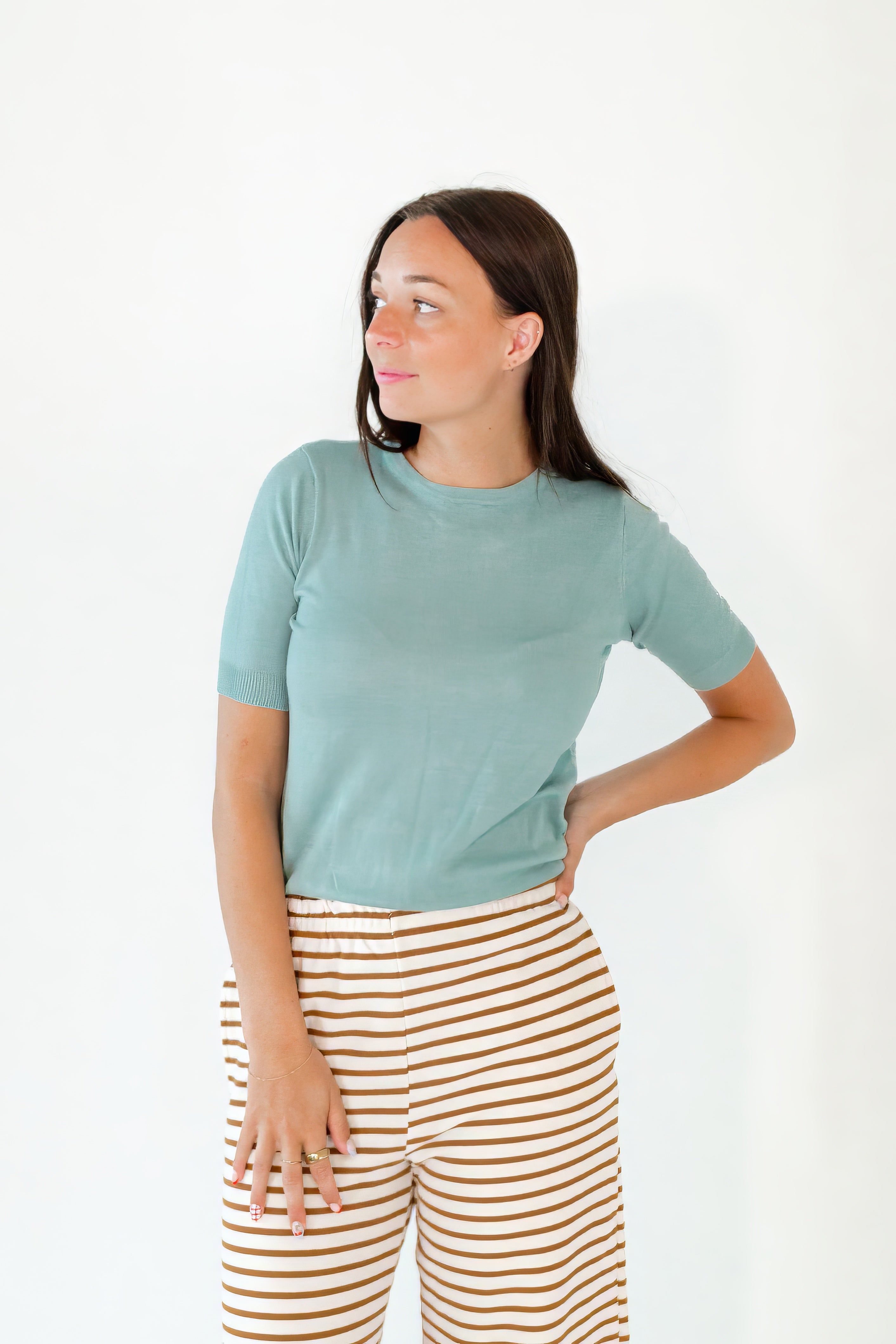 Ilona Knit Half-Sleeve Top · Jade