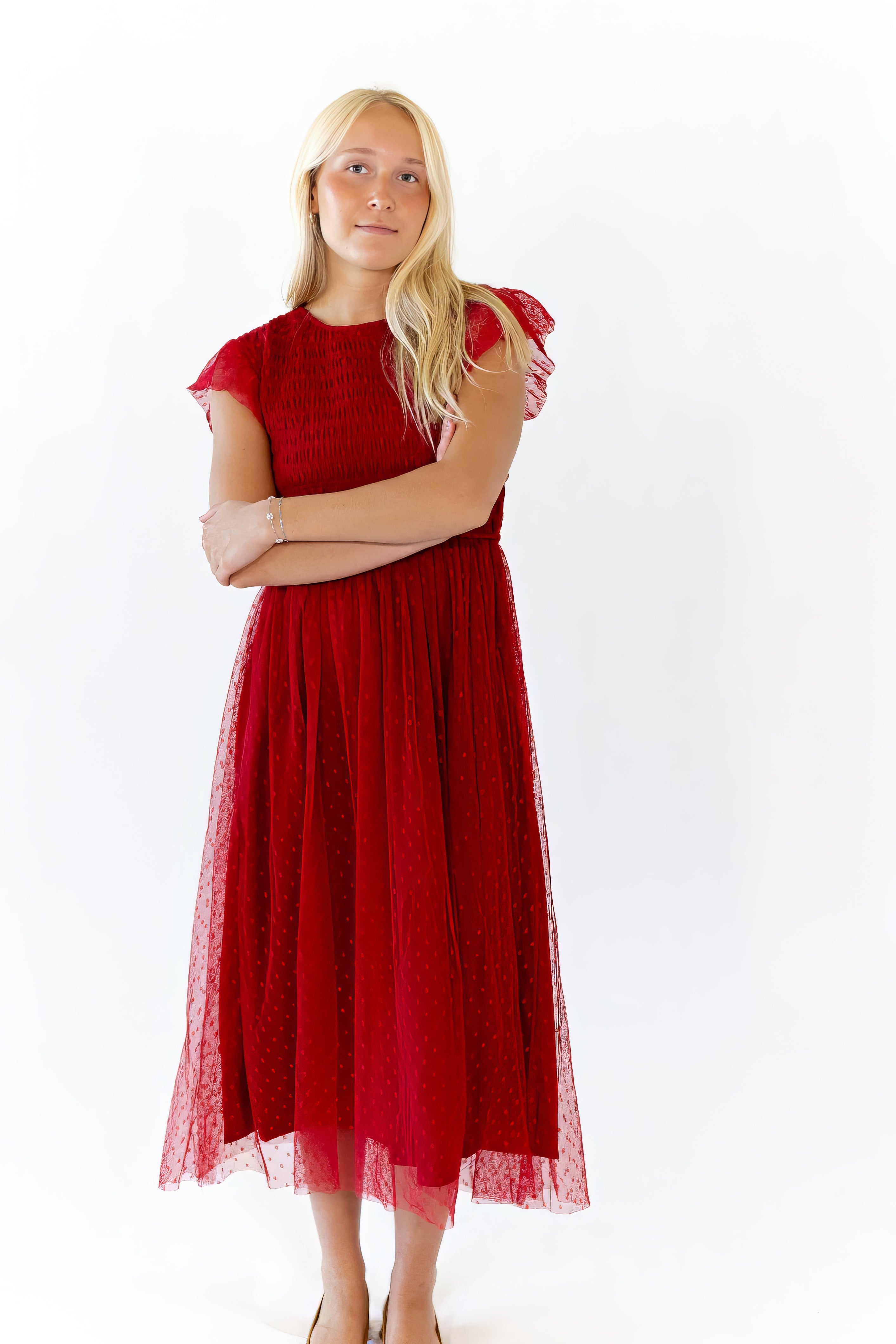 Alexa Swiss Dot Dress · Wine