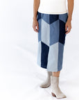Vivian Color Blocked Denim Skirt