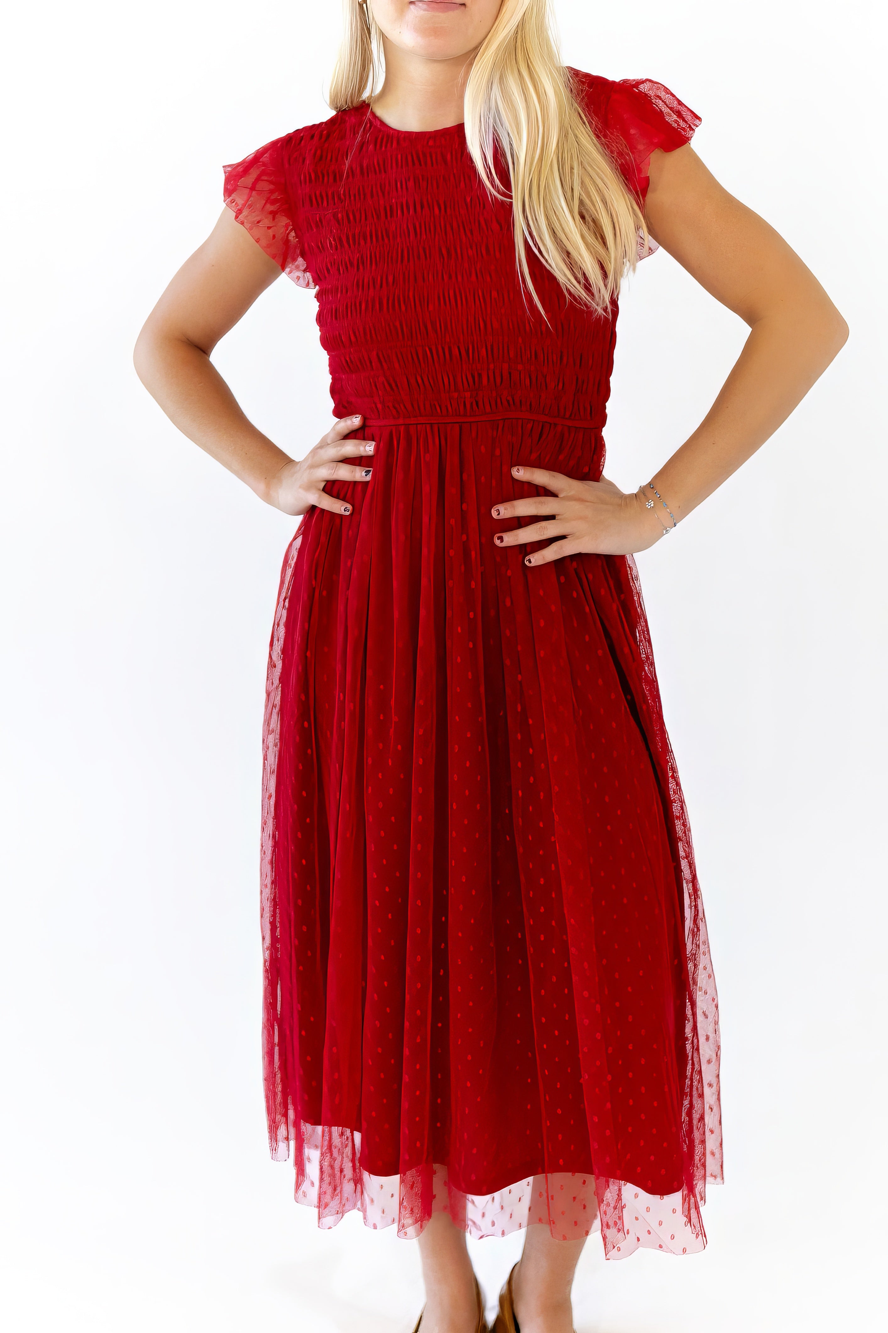 Alexa Swiss Dot Dress · Wine