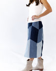Vivian Color Blocked Denim Skirt