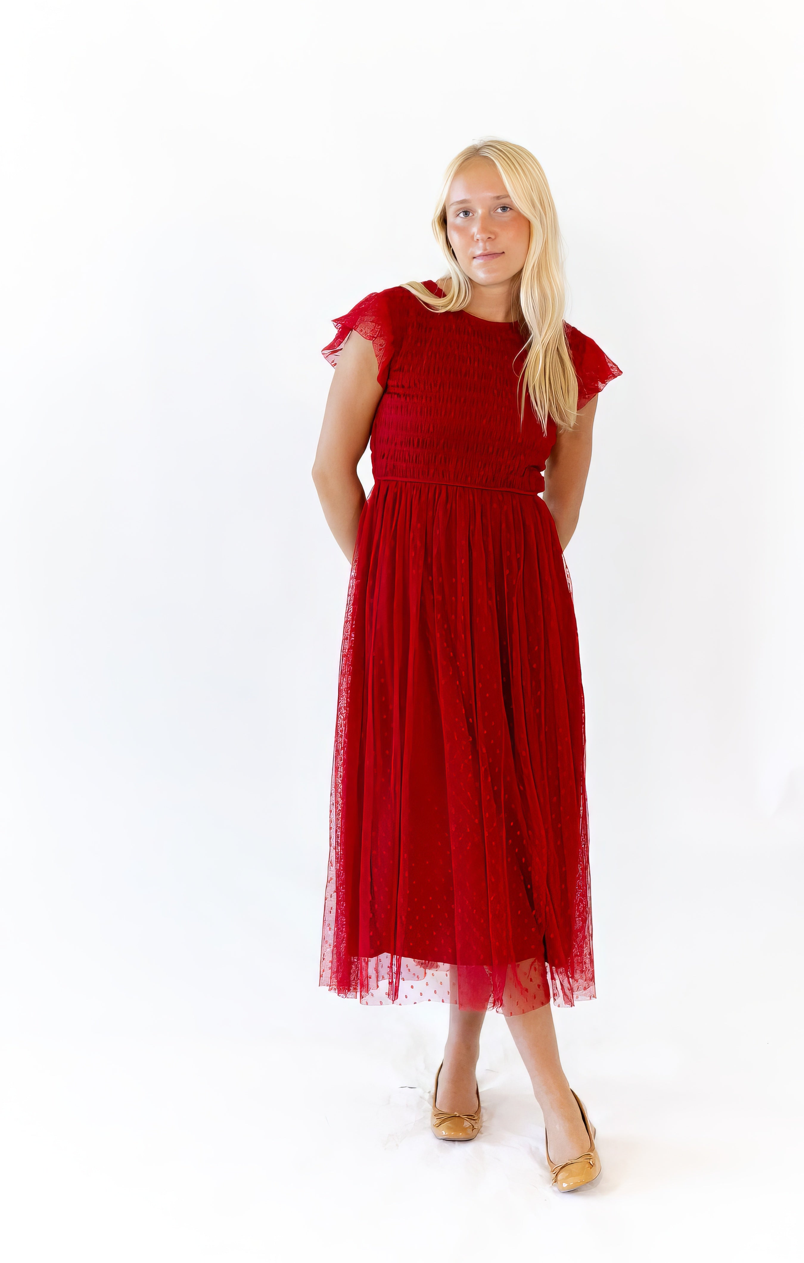 Alexa Swiss Dot Dress · Wine