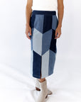 Vivian Color Blocked Denim Skirt
