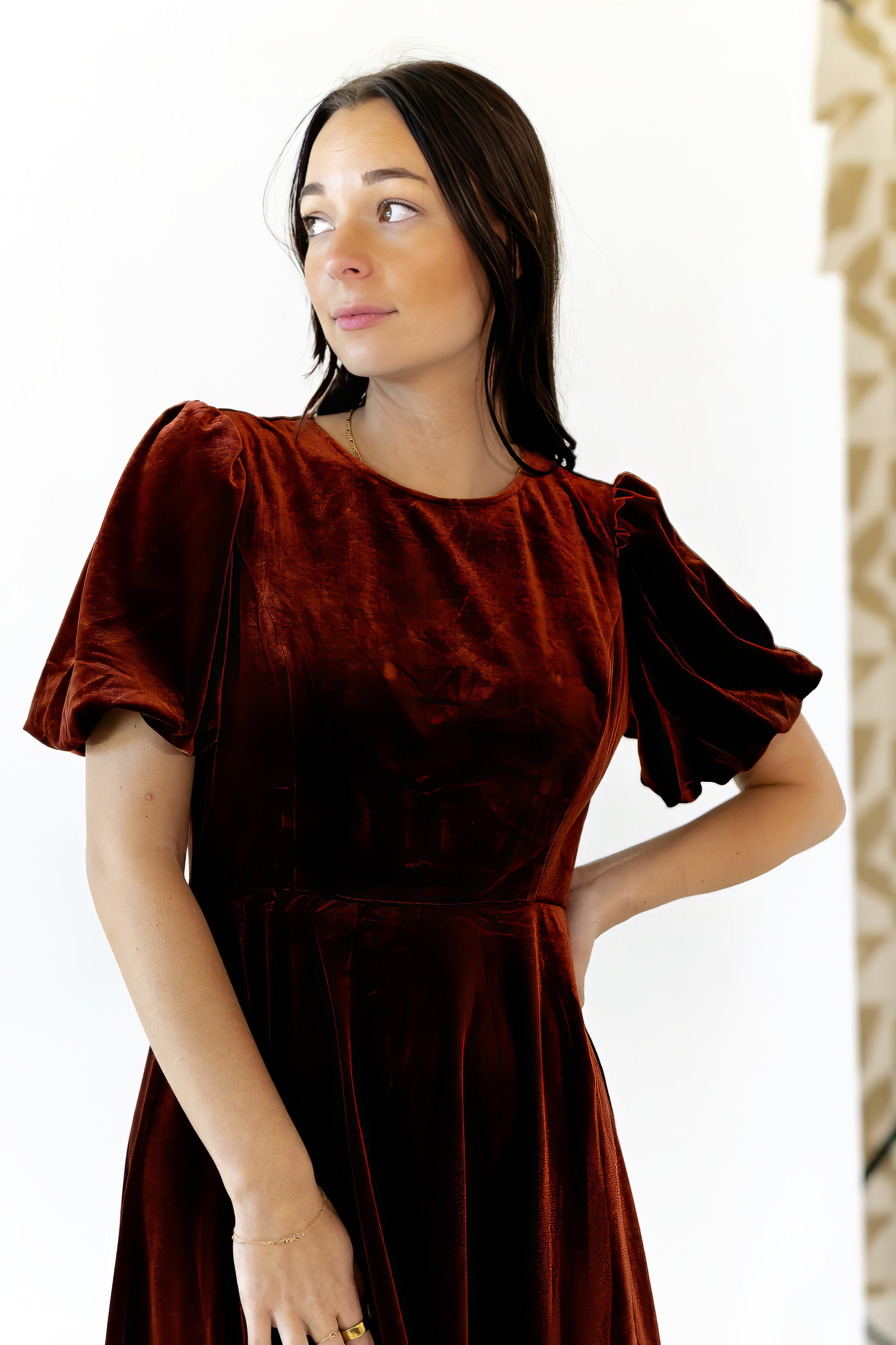 Chestnut Velvet Midi Dress
