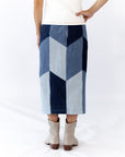 Vivian Color Blocked Denim Skirt